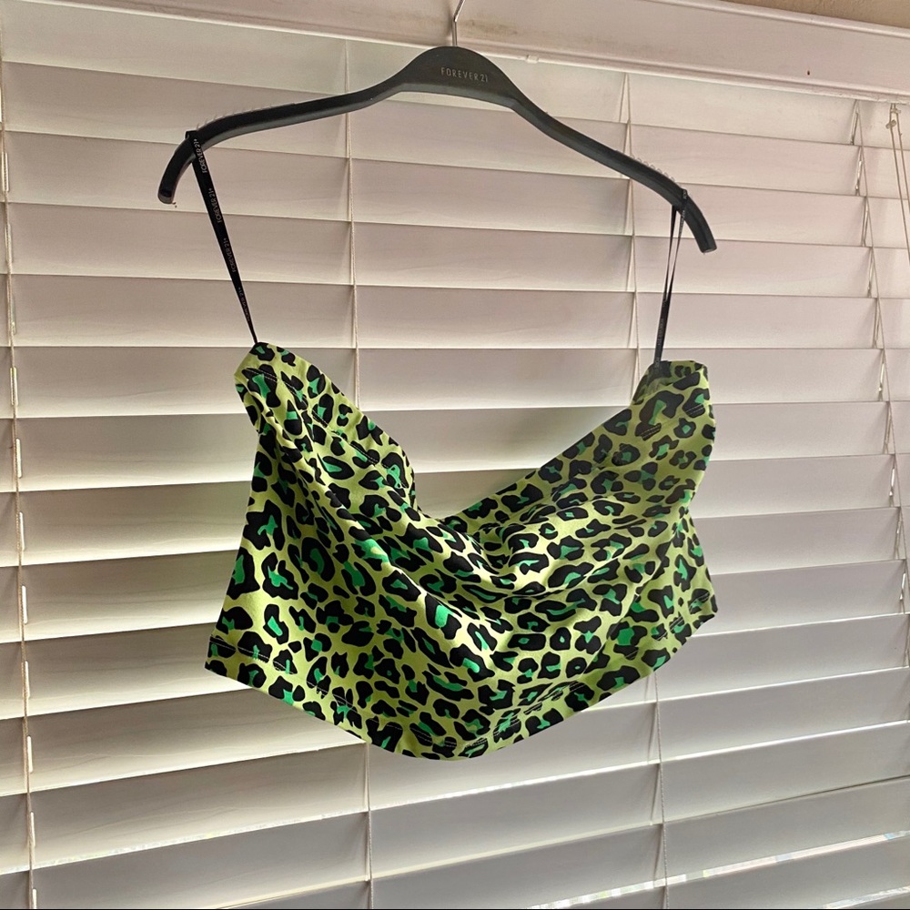 Green cheetah crop top